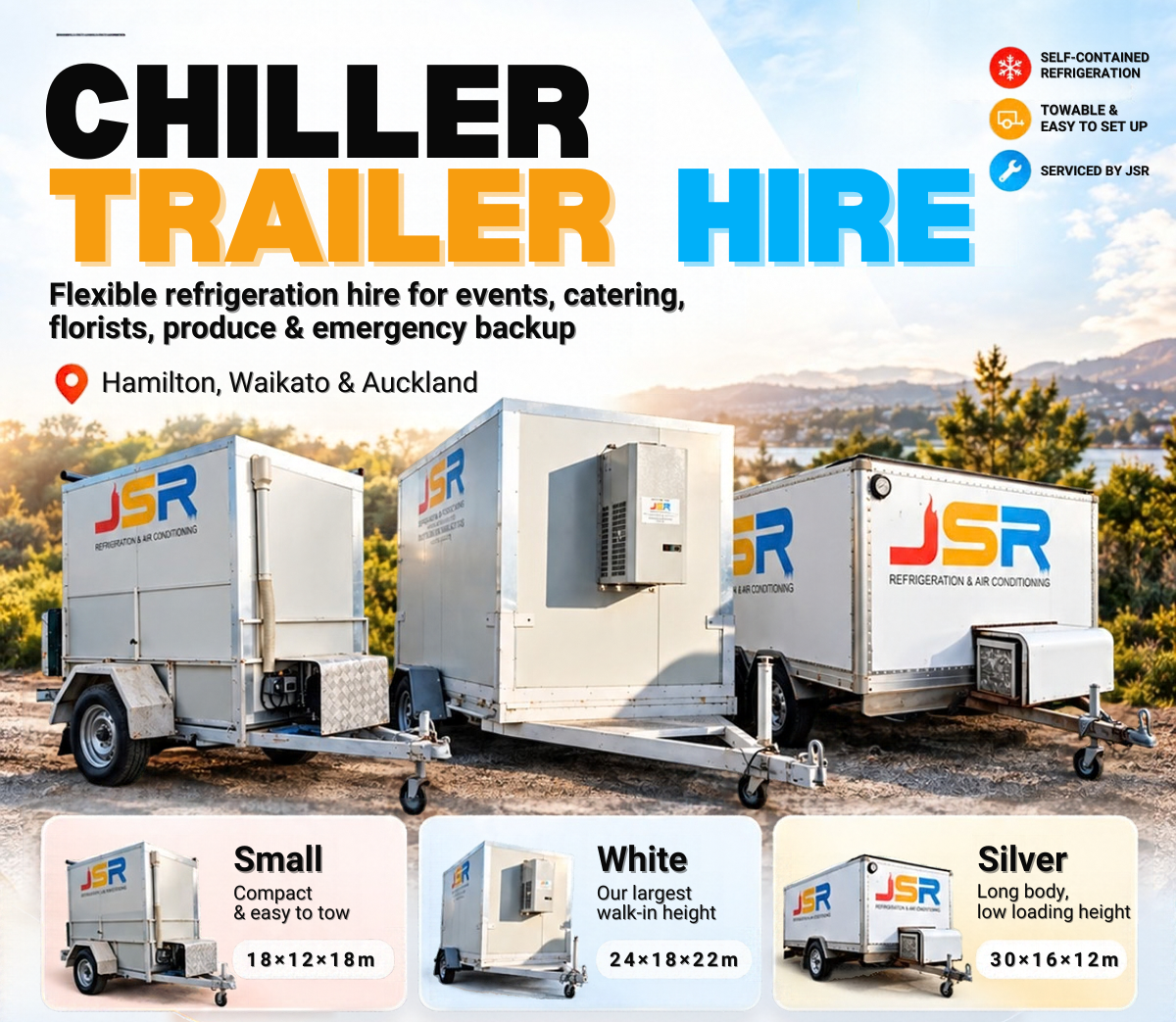 Mobile Chiller Trailer Hire Hamilton JSR Refrigeration